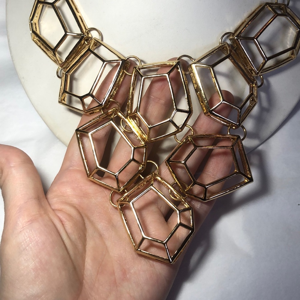 Geometric Gem Statement Bib Necklace - image 3